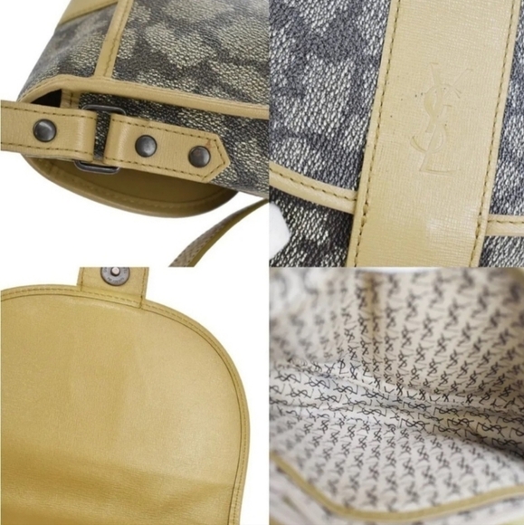 Saint Laurent YSL Brown Tan Giraffe Print Coated Canvas Vintage Crossbody Bag - Picture 12 of 16